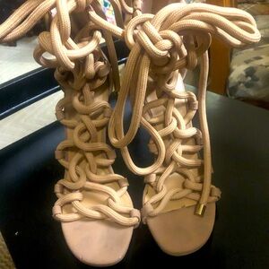 Cream lace up heels size 7